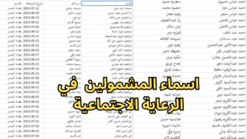 أسماء الرعاية الاجتماعية الوجبة الأخيرة pdf عبر رابط مظلتي